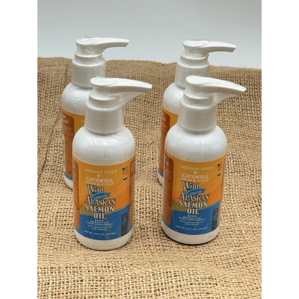 Catswell Wild Alaskan Salmon Oil Cat Supplement 4 oz Lot 4 Omega 3 Pump